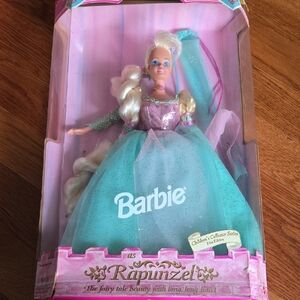 Barbie Rapunzel Doll in Glittery Teal and Pink Gown